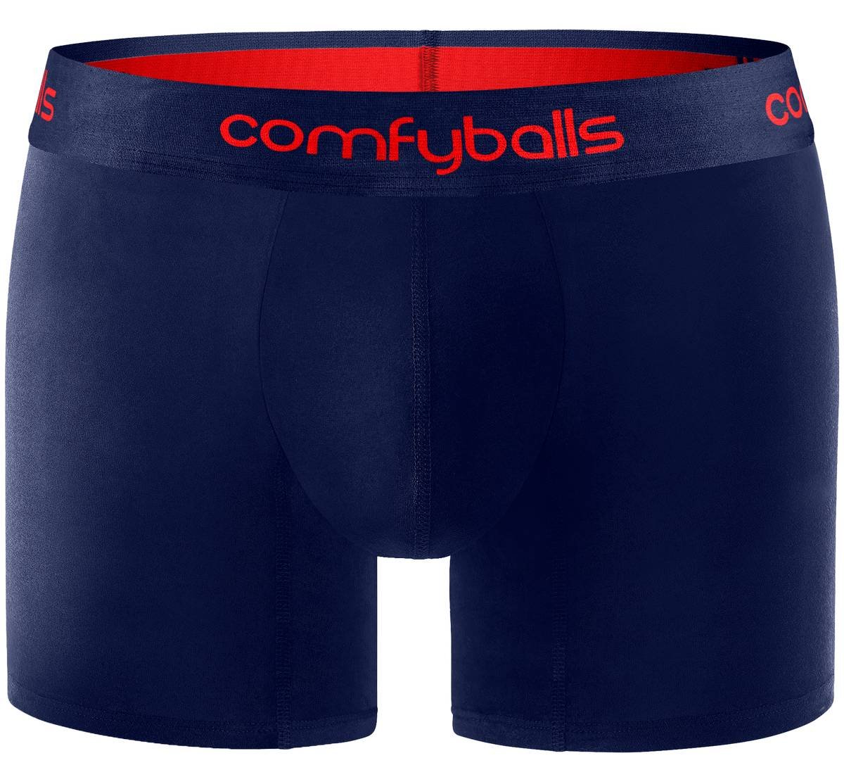 Comfyballs Men's Performance Boxer Briefs - Navy & Racing Red - Moisture Wicking, Breathable Underwear for Sports, Workout & Everyday Comfort