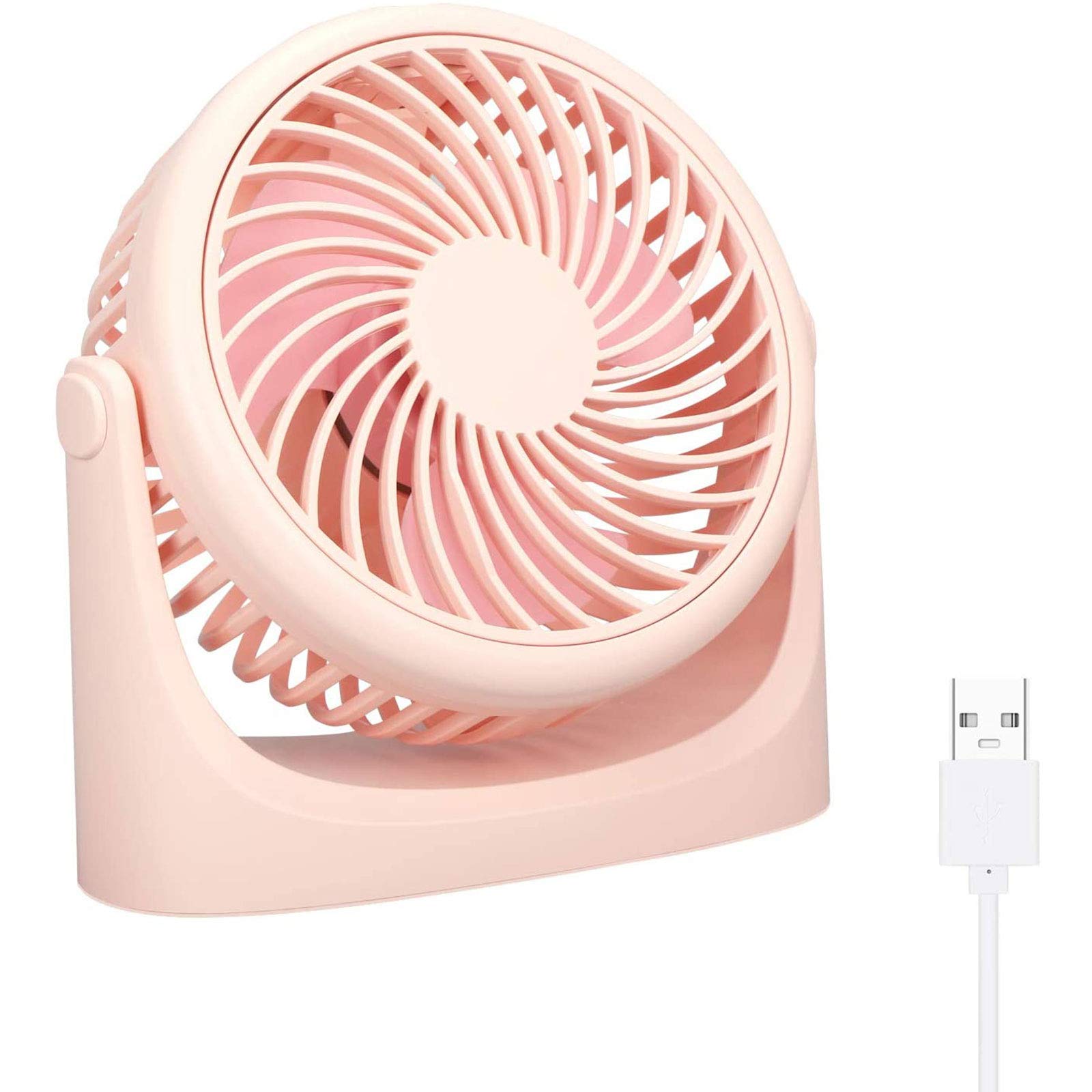 5 Inch USB Desk Fan - Powerful & Quiet Personal Table Fan with Adjustable Speed & 360° Rotatable Head | Portable Mini Fan for Home, Office, Bedroom & Desktop Use | Pink Cooling Fan for Work, Study & Sleeping