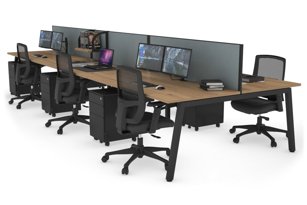 Quadro 6-Person Office Workstation Desk - 1400L x 800W with Cable Management - Perfect for Team Collaboration & Open Office Spaces