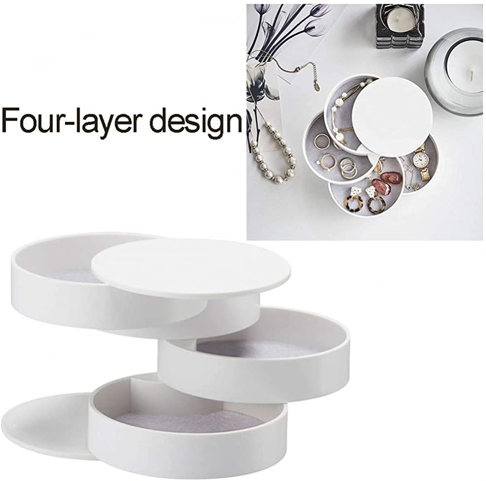 360° Rotating Jewelry Organizer Box - 4 Layer Jewelry Storage Case for Necklaces, Rings, Bracelets & Earrings | Portable Jewelry Display & Travel Organizer | Perfect for Bedroom Vanity, Closet Organization & Gift Giving