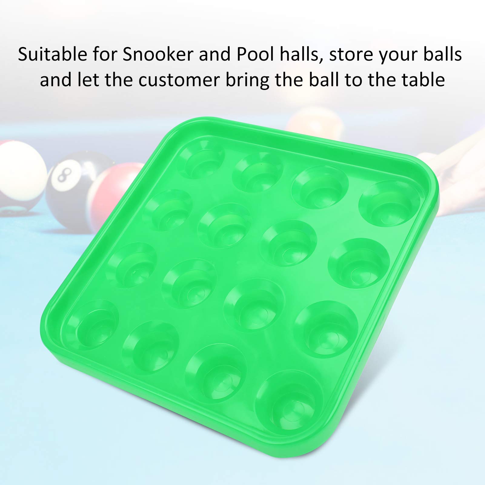 **16-Hole Plastic Billiard Ball Tray - Pool Ball Storage & Carrying Case for Billiards (Green) | Perfect for Home Game Rooms, Bars & Pool Halls**