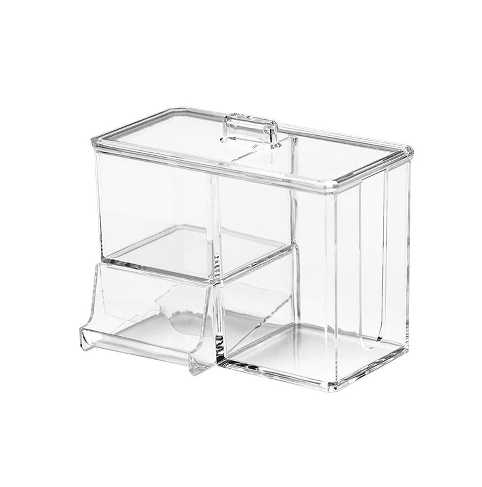 ZIHUAD Cotton Swab Storage Box - Clear Plastic Organizer for Makeup & Dresser