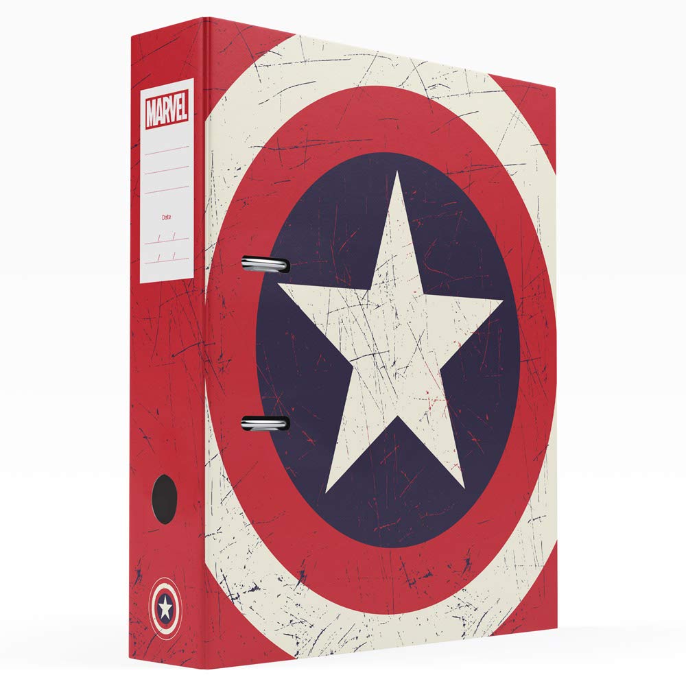 Marvel Captain America Lever Arch File Organizer - 11x12.6 Inches (28x32cm) A4 Ring Binder for Paperwork | Office Supplies, School Folders, Marvel Gifts & Stationery | Perfect for Home Office, Classroom & Comic Book Fans