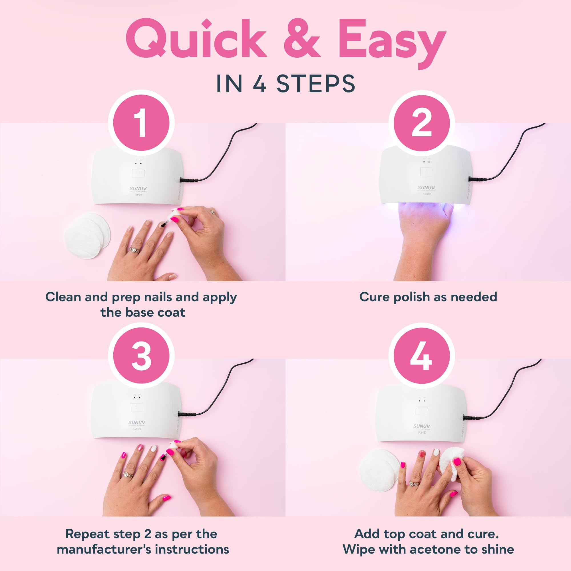 SUNUV UV LED Nail Lamp with Sensor - Professional Gel Polish Dryer for Nails, 2 Timer Settings (SUN9C Pink) - Perfect Gift for Women & Girls - Home Manicure, Salon Nail Art, DIY Gel Polish Application