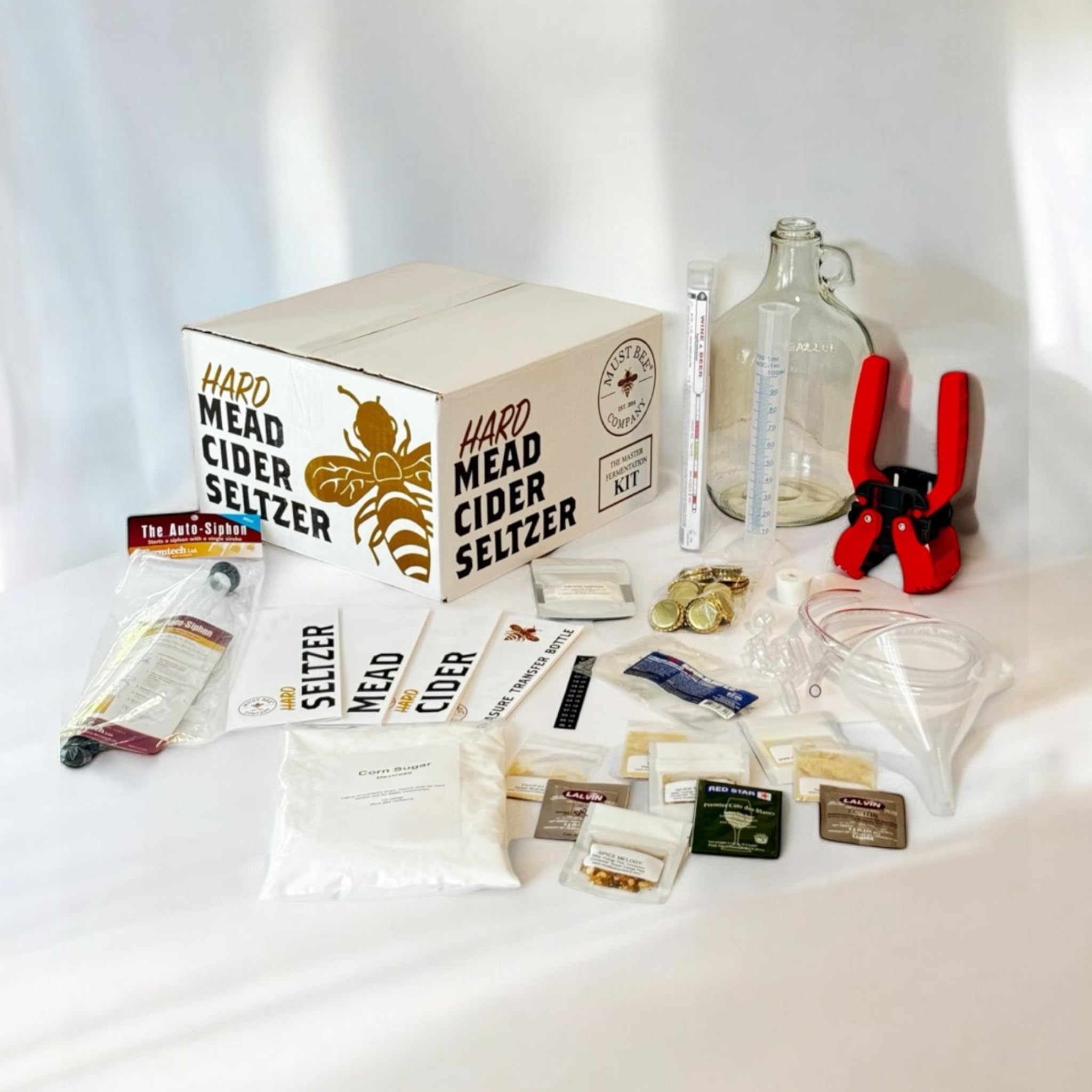 Must Bee Company - Master Fermentation Kit for Homebrewing Mead, Hard Cider & Hard Seltzer | Complete Starter Kit with Supplies for Beginners & Enthusiasts | Includes Orange Spice & Lemon Flavor Alcohol Infusion | Perfect for DIY Brewing, Gifts & Home Bar Setup