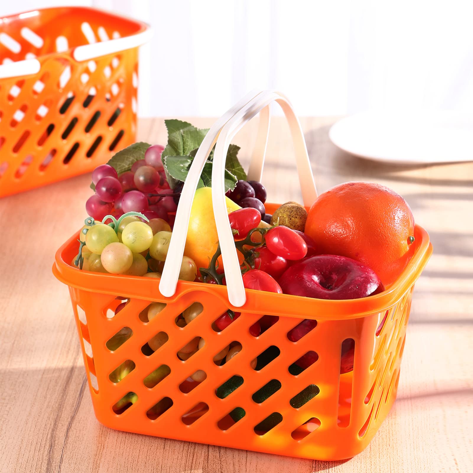 TOYANDONA 2-Piece Pretend Play Shopping Basket Set for Kids - Mini Grocery Cart with Handle for Role Play, Learning & Imagination - Perfect for Preschool Playtime, Birthday Gifts & Toddler Educational Toys