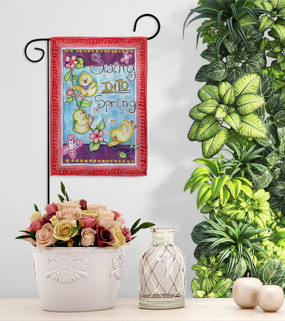Spring Garden Birds Vertical Flag 13x18.5