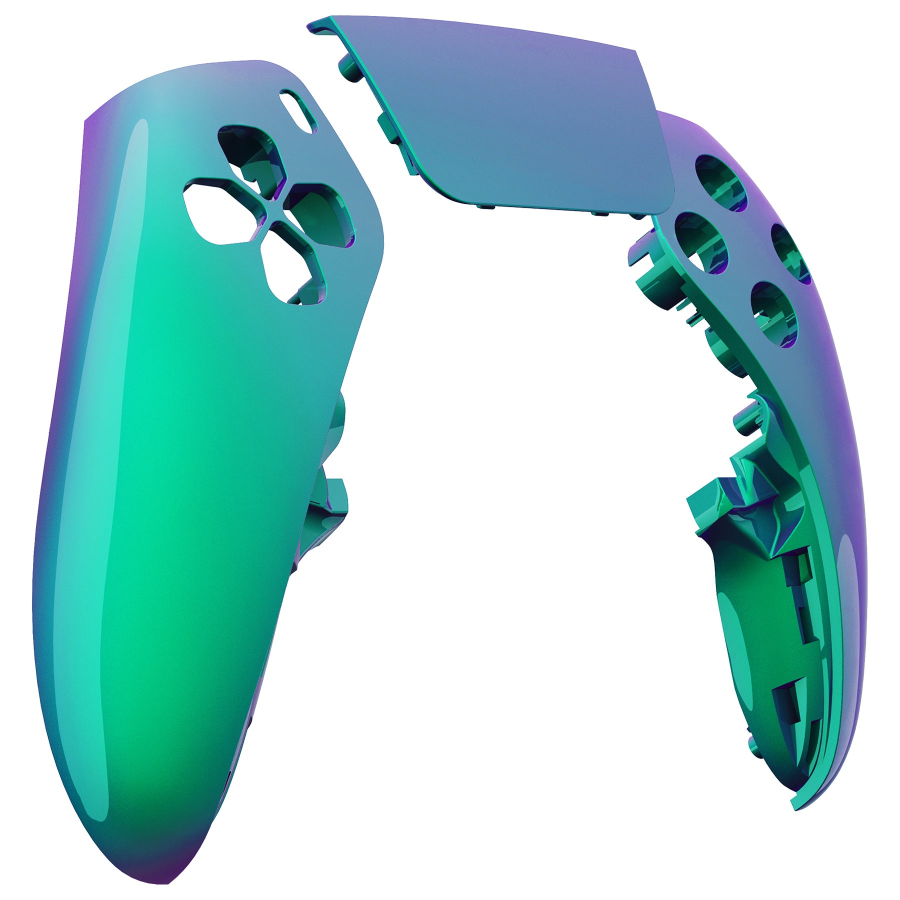 eXtremeRate Chameleon Green Purple PS5 Edge Controller Faceplate Shell - DIY Replacement Front Housing & Touchpad Cover for DualSense Edge | Gaming Accessories for Enhanced Customization & Protection