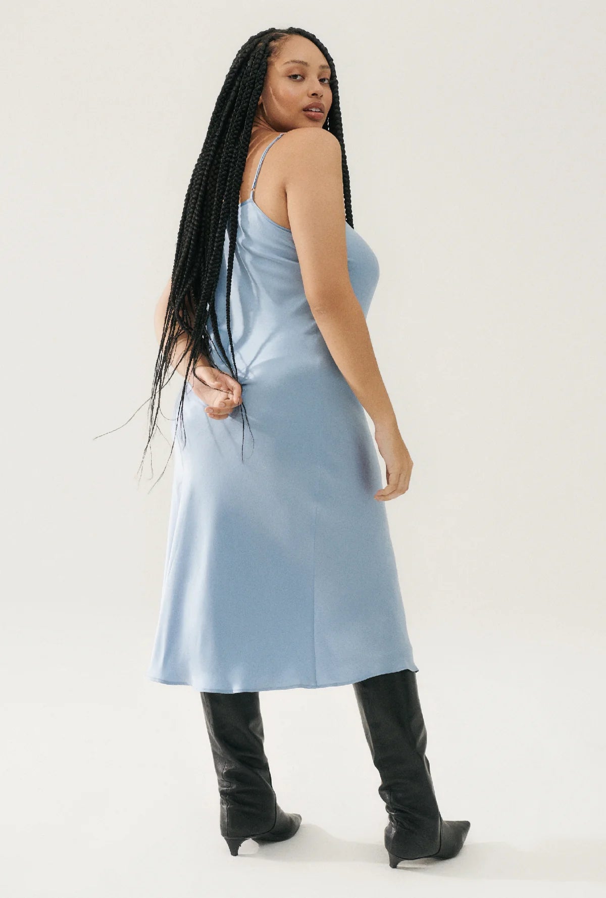 90s Slip Dress Sky Blue - Vintage Inspired Satin Nightgown & Loungewear for Women - Perfect for Sleepwear, Date Nights, and Relaxing at Home