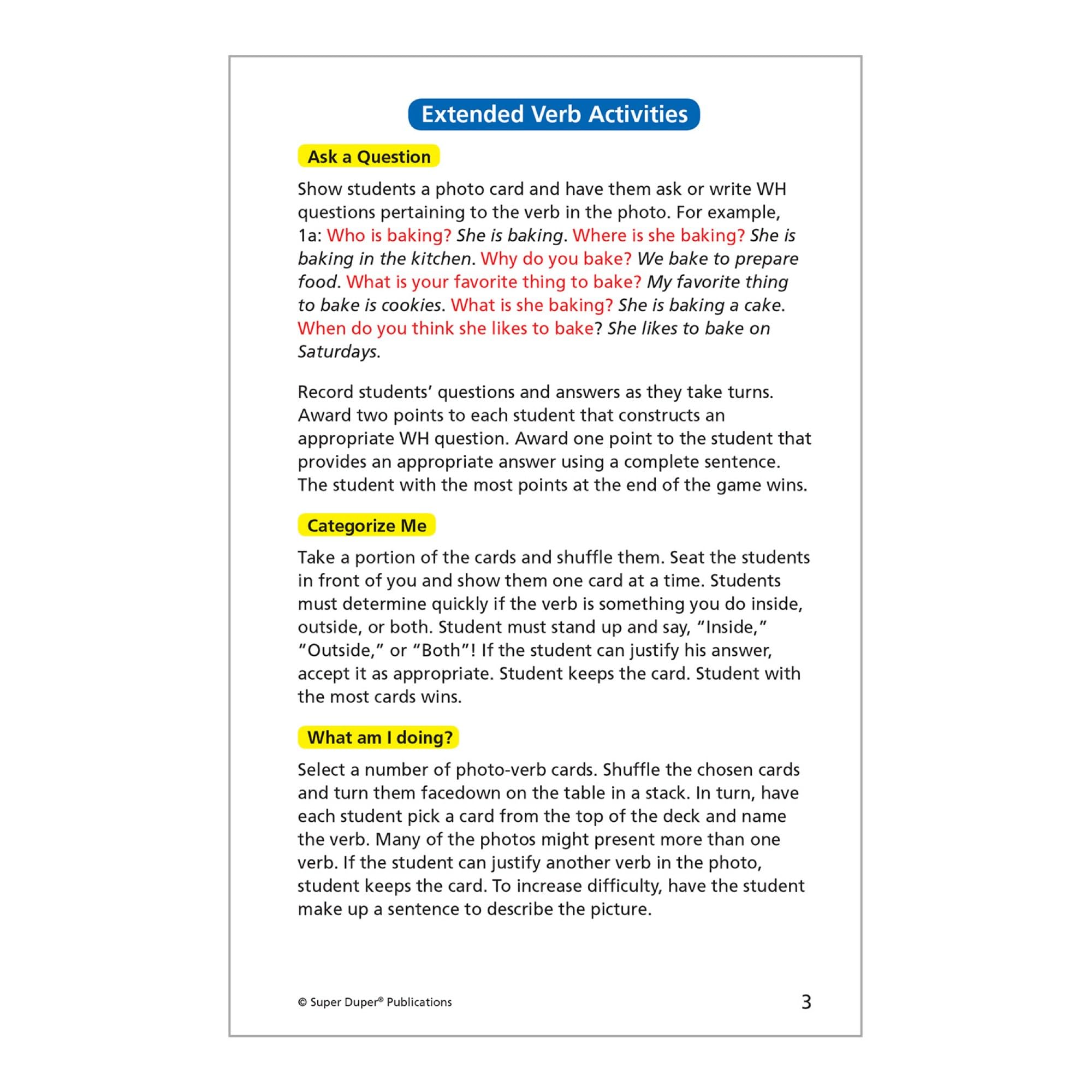 Super Duper Publications | Webber® Mini Verbs Photo Flash Cards | Educational Learning Tool for Kids | Perfect for Speech Therapy, ESL & Classroom Activities