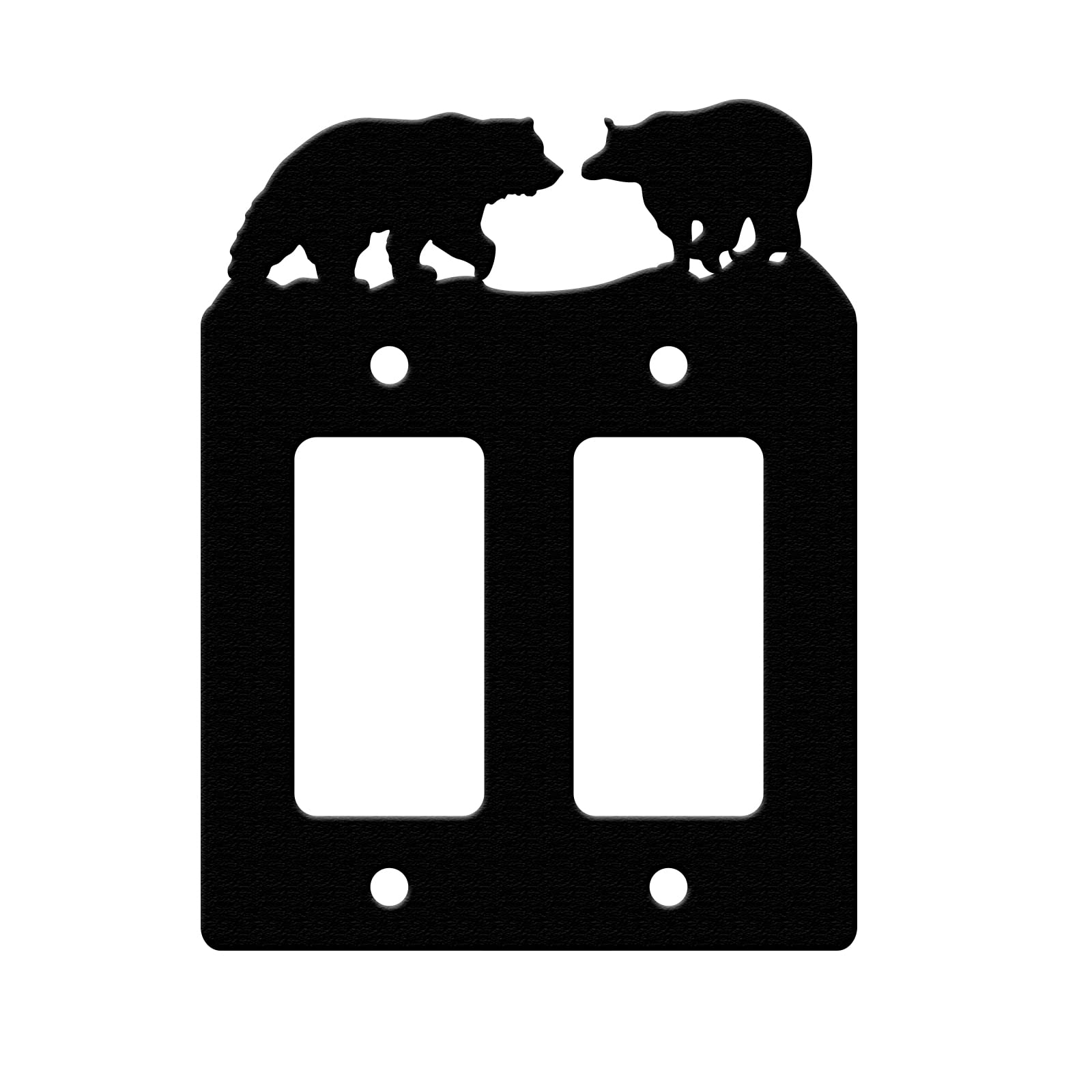 Black Bear Iron Double Gang Rocker Light Switch Wall Plate Cover with Screws - 1.32x2.63 Inch Hole Size - GFCI Power Outlet Decor for Home, Office & Commercial Use