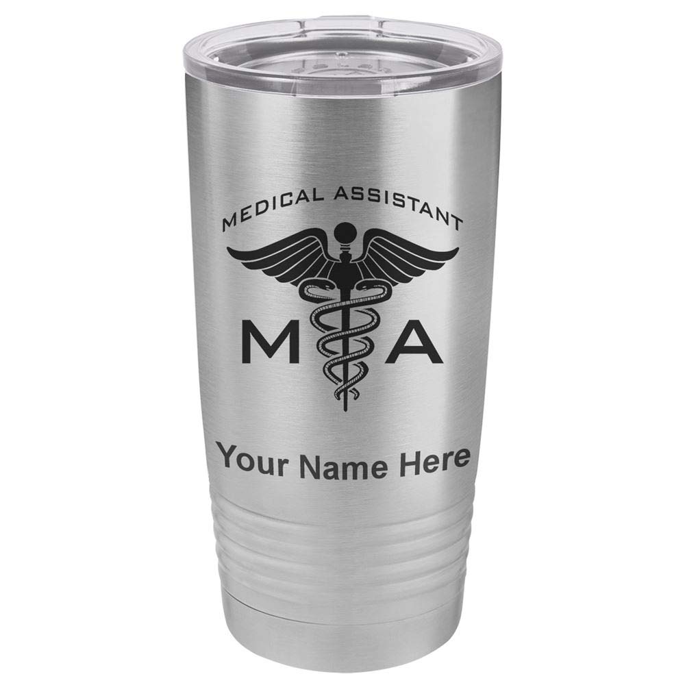 LaserGram 20oz Vacuum Insulated Stainless Steel Tumbler Mug with Personalized Engraving - Perfect Gift for Medical Assistants, Nurses & Healthcare Professionals - Keeps Drinks Hot/Cold for Hours - Ideal for Work, Travel & Outdoor Activities