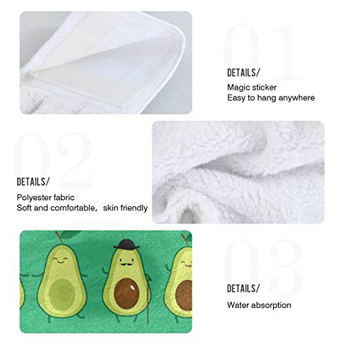 Avocado Green Kitchen Hand Towels 2 Pack - Funny Cute Fruit Design for Bathroom & Kitchen - Hanging Towel with Loop - Perfect for Cooking, Cleaning & Home Decor