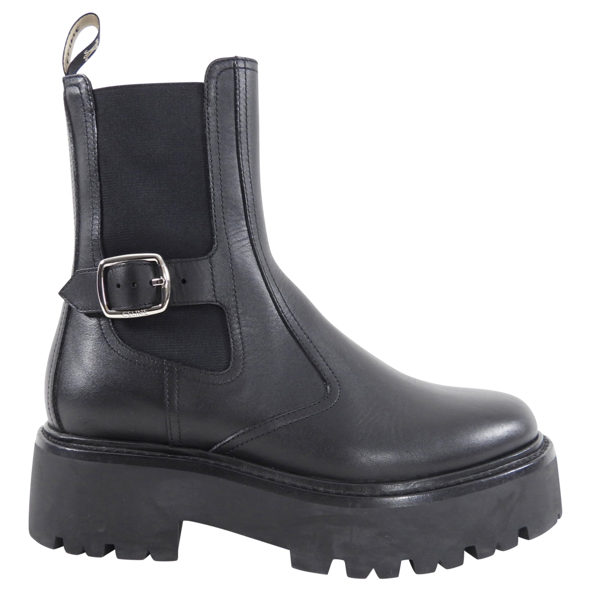Celine Black Leather Chunky Chelsea Boots Size 37 - Stylish & Comfortable Winter Boots for Women | Perfect for Casual Outfits, Office Wear & Night Out