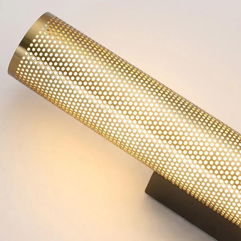 Brass Columnar Mesh Bathroom Mirror Lights - Vintage Style Vanity Lighting for Bathroom, Powder Room, and Dressing Area