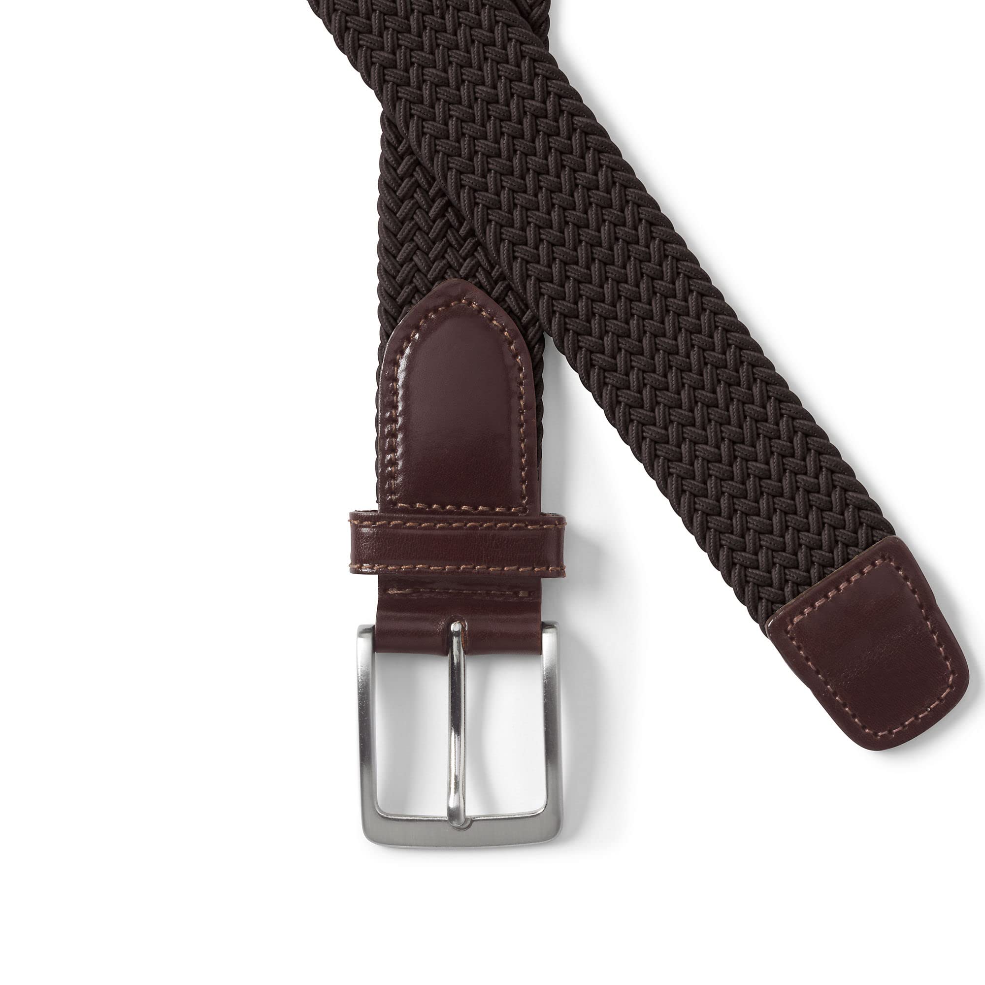 Lands' End Men's Elastic Braid Belt - Adjustable Stretch Waistband for Comfortable Fit - Perfect for Business Casual, Office Wear & Everyday Use