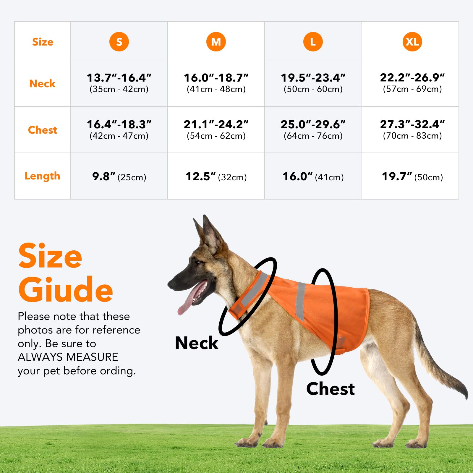 High Visibility Orange Reflective Dog Vest - Adjustable Soft Hunting Jacket for Small, Medium & Large Dogs - Perfect for Outdoor Adventures, Night Walks & Safety