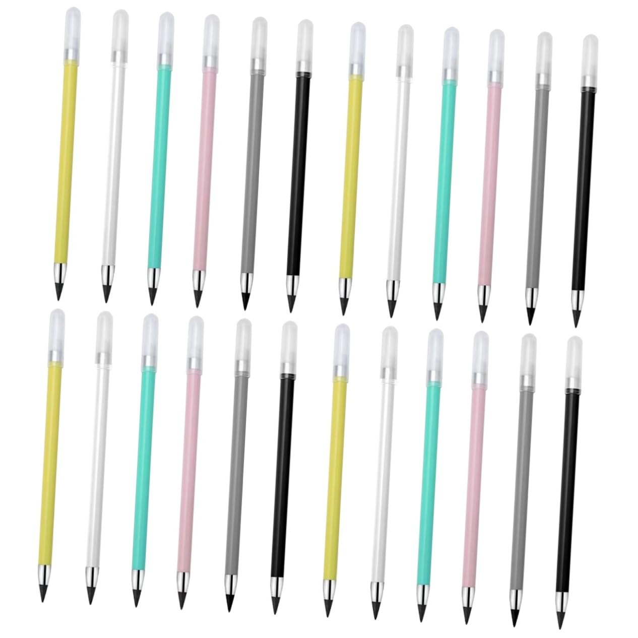 DIYEAH 24 Pcs Eternal Inkless Pencils - No Sharpening Engraved Writing Pencils for Kids, Students & Artists - Perfect for School, Office, Sketching & Creative Drawing Supplies