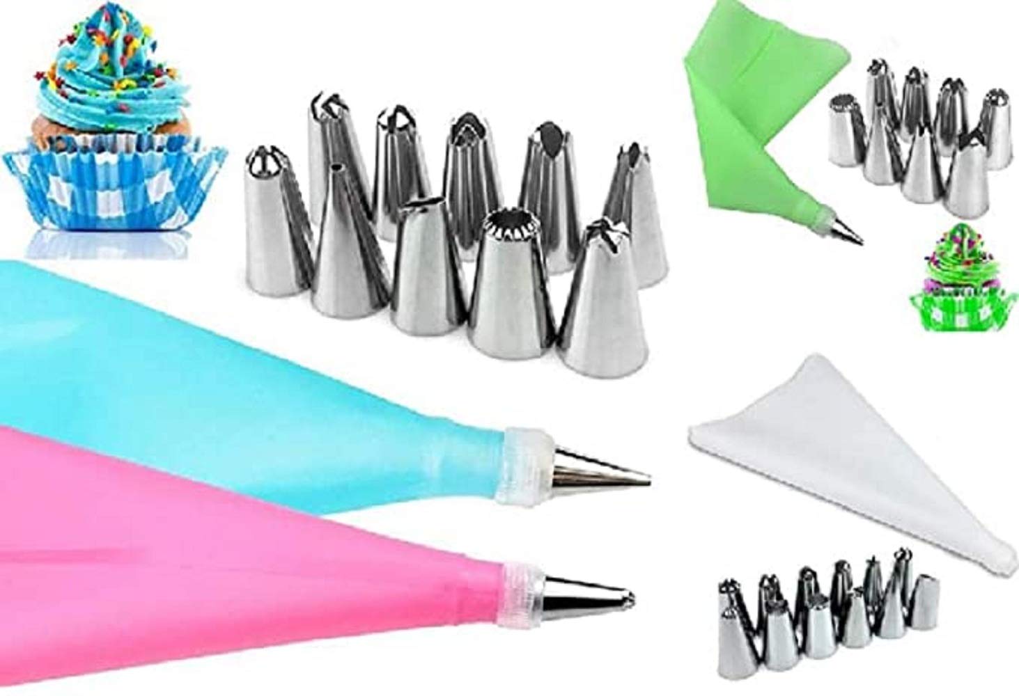 VARWANEO 14-Piece Cake Decorating Tools Set - Stainless Steel Piping Nozzles, Icing Tips & Baking Molds for Professional Cake Decorating, Cupcakes, Cookies & Pastry Making - Perfect for Home Bakers & Professional Chefs