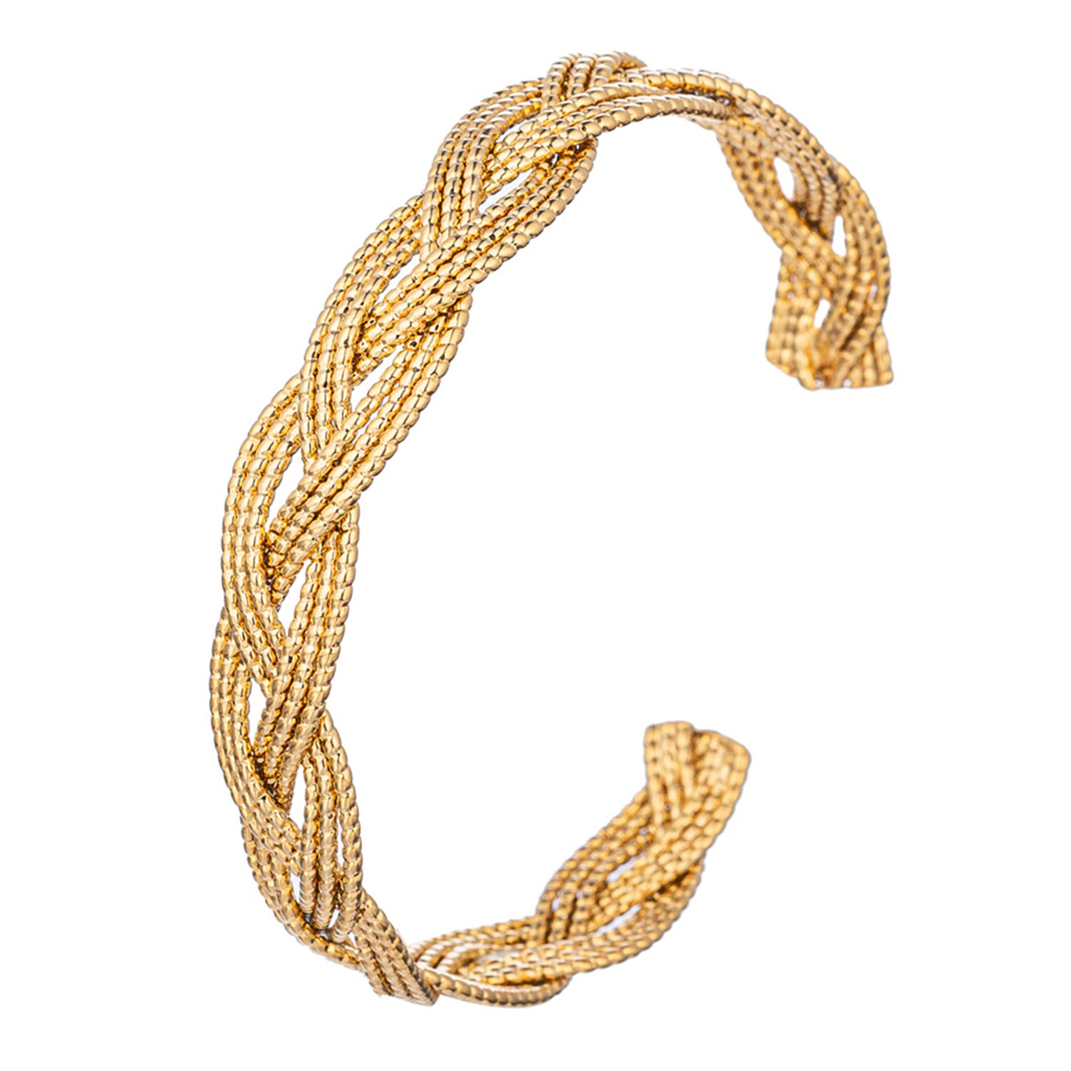 18K White Gold Plated Hollow Wire Twisted Open Bangle Bracelet for Women - Elegant Cuff Bracelet Gift for Anniversary, Wedding & Special Occasions