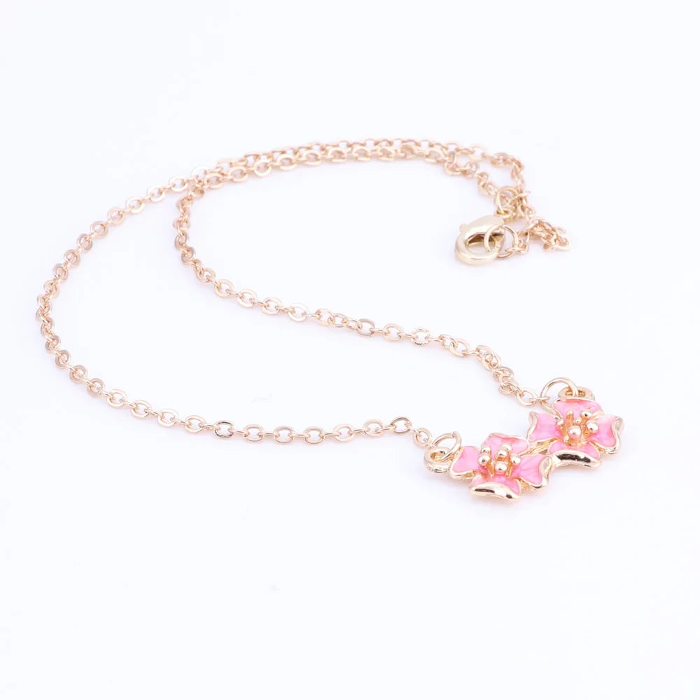 Cute Gold Flower Jewelry Set for Girls - Elegant Necklace, Bracelet & Earrings Set - Perfect for Birthday Gifts, Parties & Everyday Wear