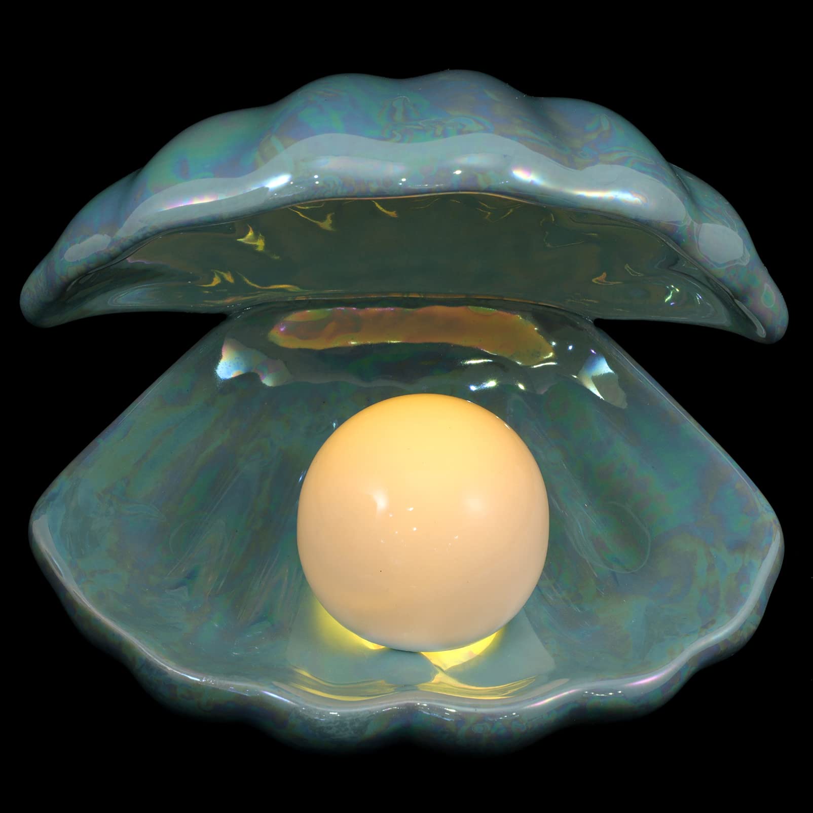 ULTNICE Nautical LED Shell Pearl Night Light - Ceramic Clamshell Accent Lamp with Pearl for Bedroom, Nursery & Home Decor - Perfect for Nightstand, Bookshelf or Coastal-Themed Interior Design