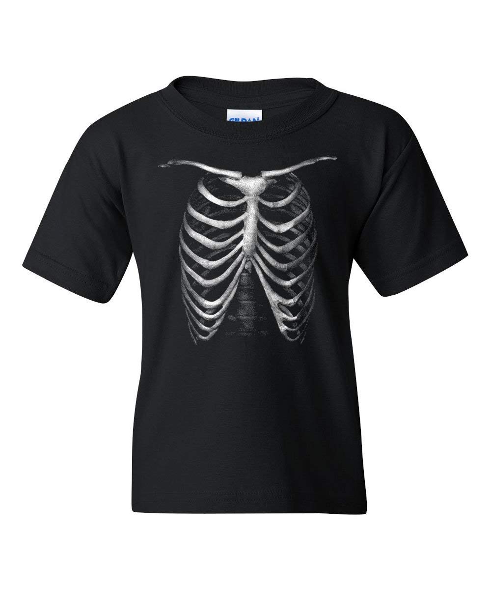 Glow in The Dark Skeleton T-Shirt for Kids - Halloween Rib Cage Bones Xray Tee - Fun Costume for Trick or Treat & Spooky Parties