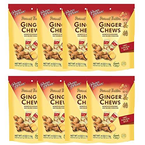Z. Emma Original Flavor Ginger Chews Candy 4oz (8 Pack) - Natural, Sweet & Spicy Chewy Candy for Morning Sickness & Nausea Relief - Peanut-Free, Perfect for Pregnancy, Travel & Digestive Comfort