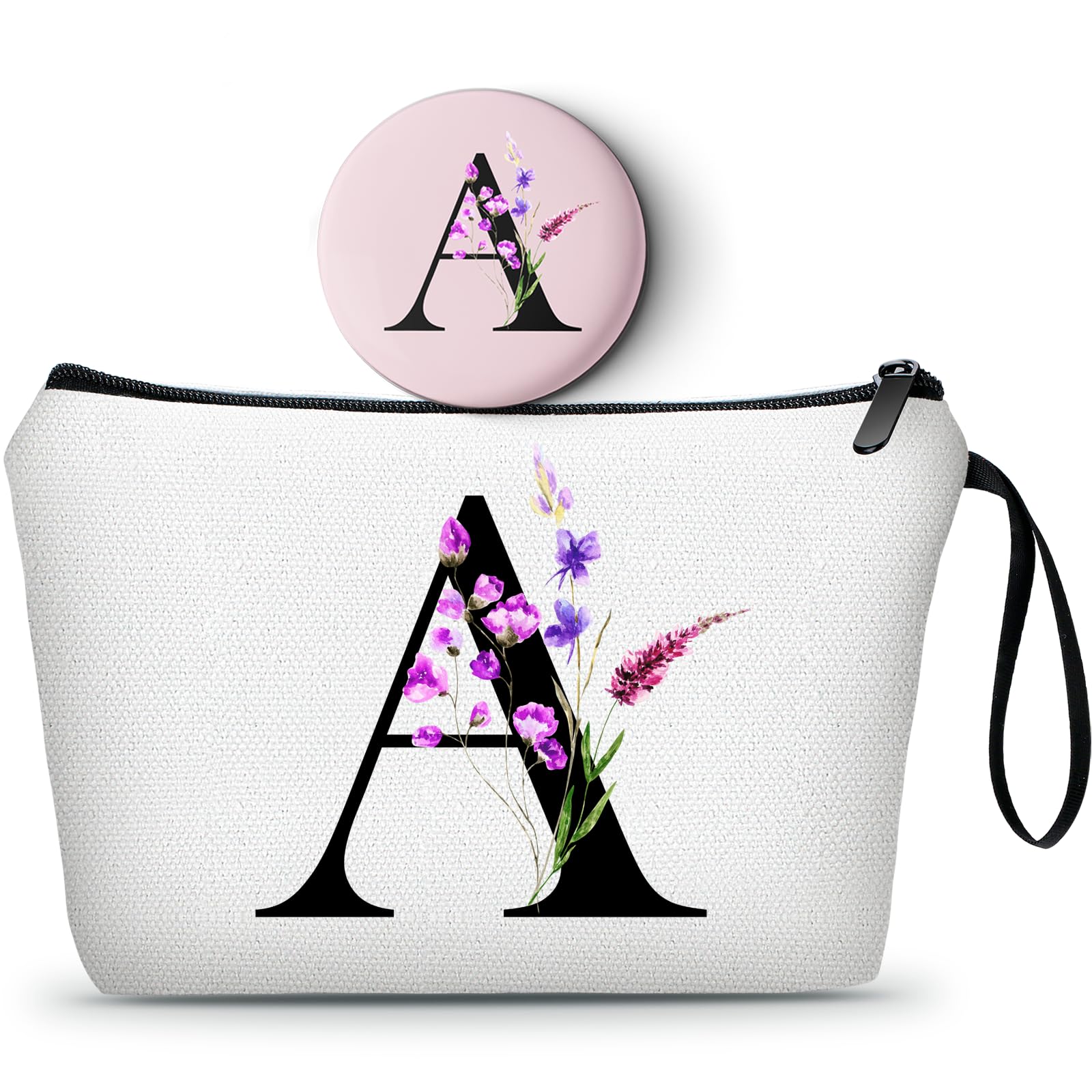 SEAMOON Personalized Travel Makeup Bag with Mirror - Unique Bridesmaid, Sister & Best Friend Gift for Birthday, Wedding, Valentine's Day, Mother's Day, Christmas & Graduation - Perfect Cosmetic Organizer for Travel, Bridal Shower & Special Occasions