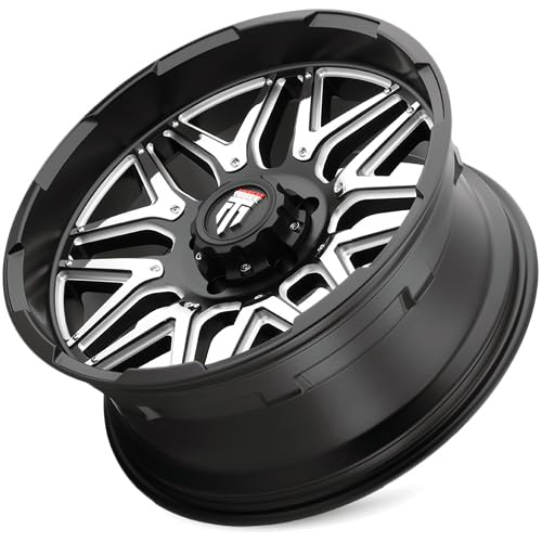 AT151-2973M0 Matte Black 20x9 Wheels - 5x127 Bolt Pattern, 0mm Offset, 78.1mm Bore - Perfect for Trucks & SUVs - Durable Matte Black Finish with Chrome Inserts for Off-Road & Street Performance