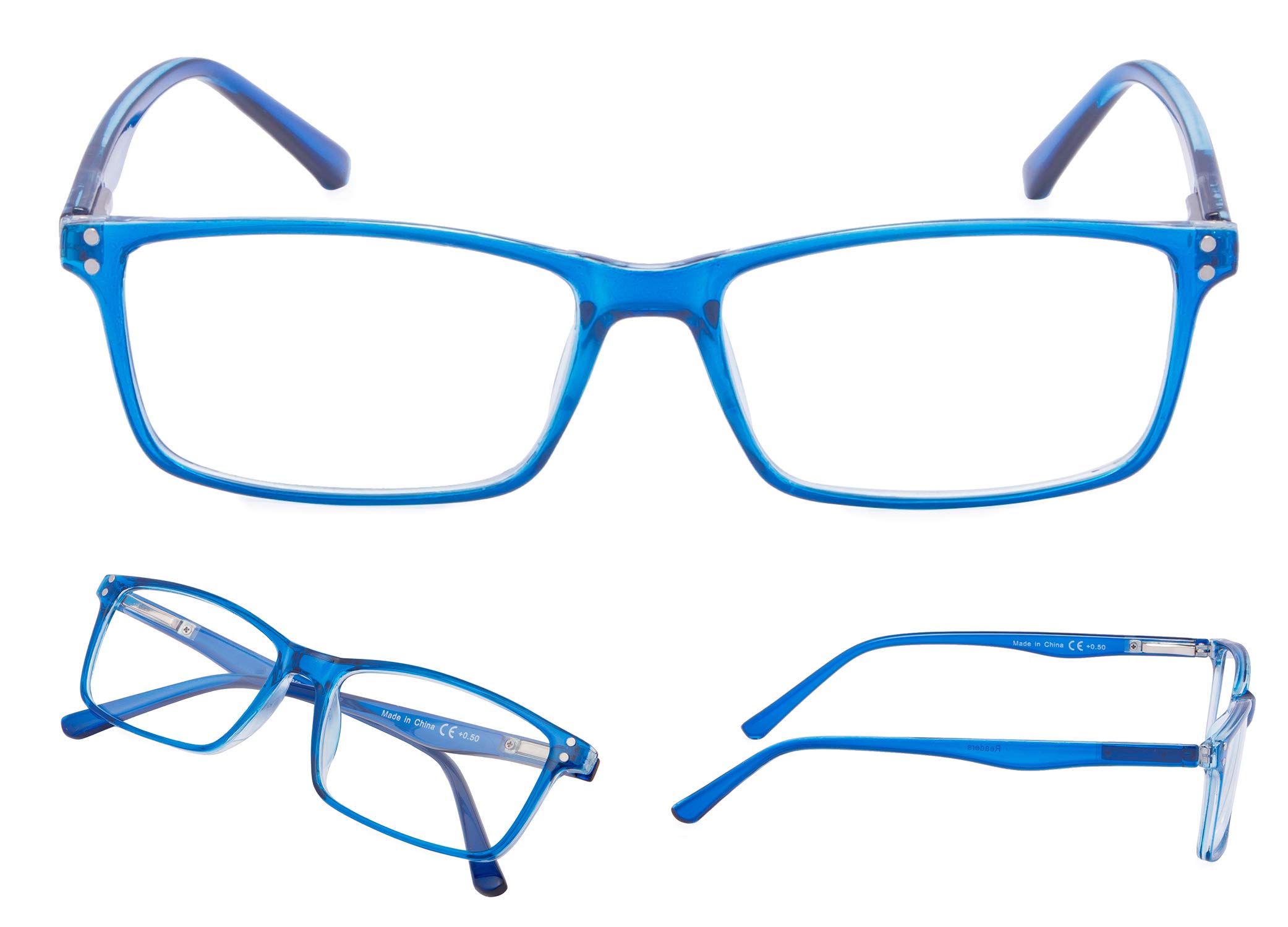 LUR Reading Glasses 4 Pack - Stylish Women's Readers with Case - Fashionable Blue Light Blocking Glasses for Reading, Computer Work & Office Use