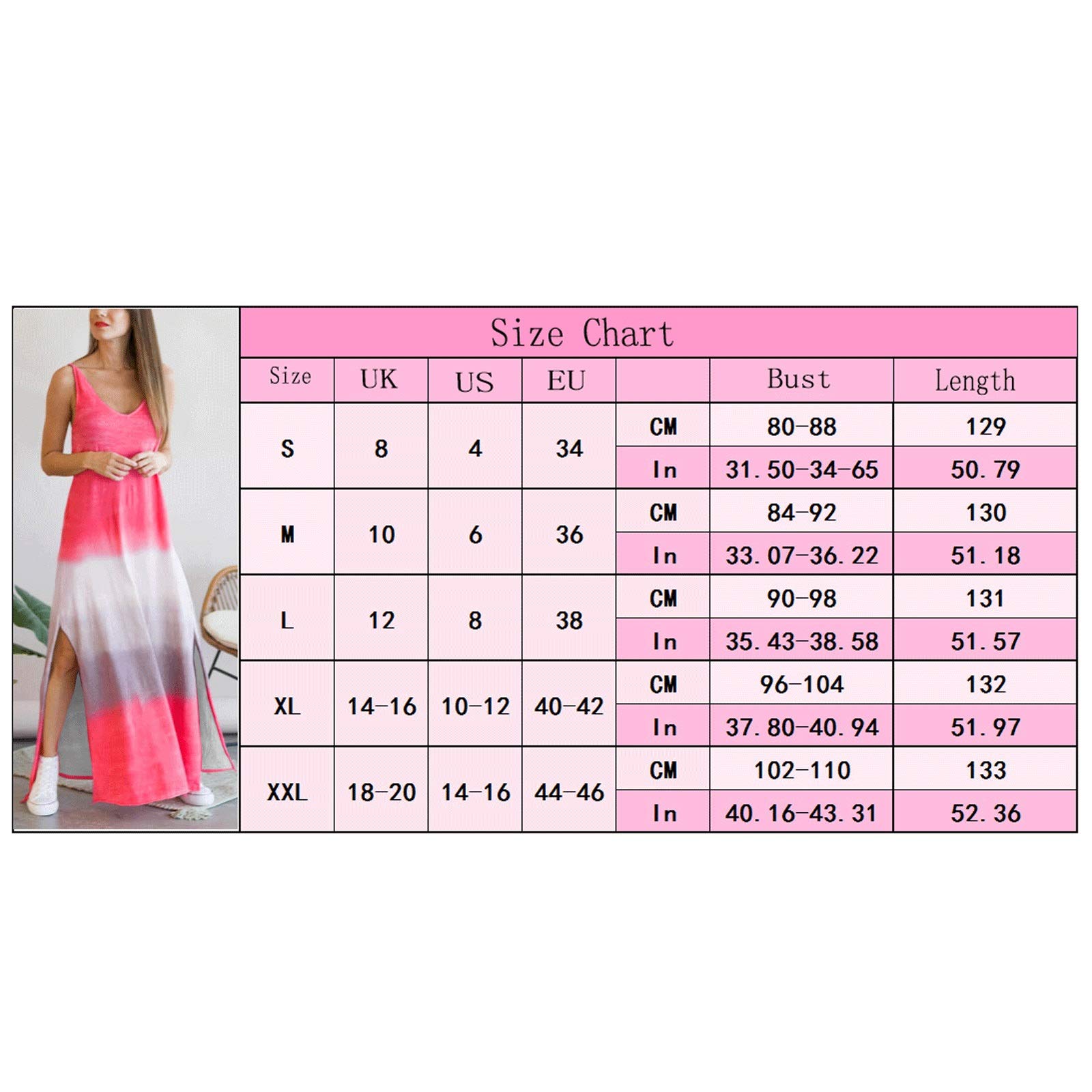 Women's Summer Maxi Dress - Bodycon Floor Length Sleeveless Plus Size Sundress in Watermelon Red (XX-Large) | Casual Beachwear, Party Outfit & Vacation Dress