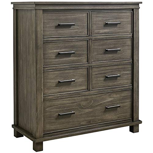 BOWERY HILL 7-Drawer Solid Wood Dresser - Gray Stone Finish Tall Chest for Bedroom Storage & Organization | Modern Transitional Furniture for Home Decor