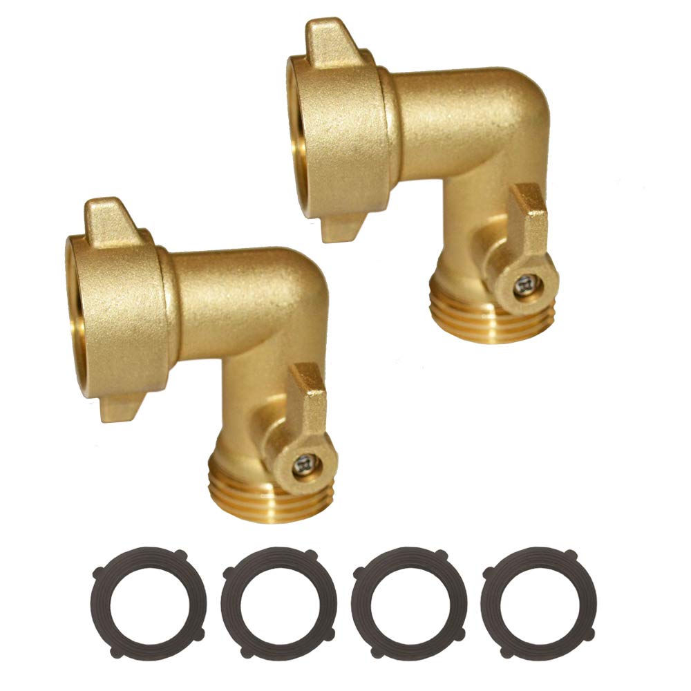 90 Degree Garden Hose Elbow with Shut Off Valve - 3/4