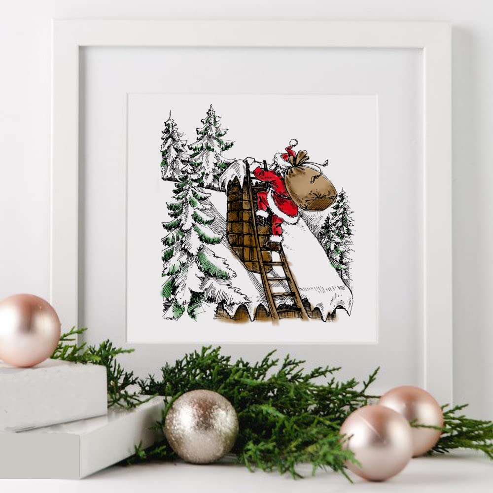 Christmas Clear Rubber Stamps Set - Santa Claus, Holiday Sentiments & Winter Forest Designs for DIY Greeting Cards, Scrapbooking & Gift Wrapping | Perfect for Holiday Crafts, Party Decorations & Festive DIY Projects