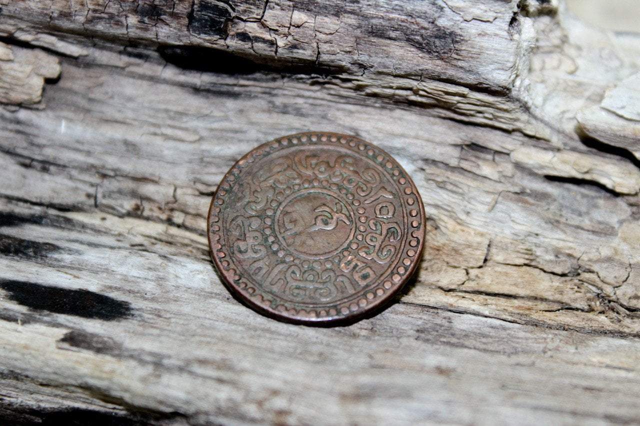 Authentic Tibetan Copper Coin - Handmade Ancient Style Collectible for Meditation, Yoga & Spiritual Decor
