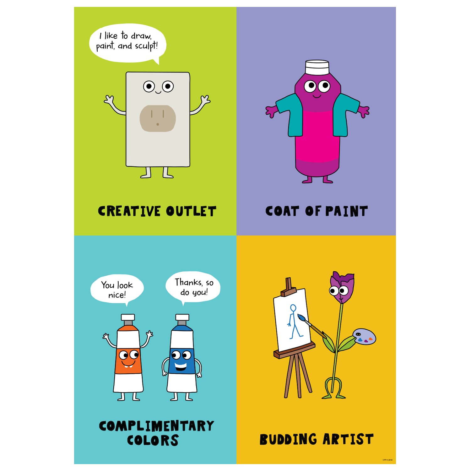 So Much Pun! Inspirational Art Vignettes Poster (8484) by Creative Teaching Press - Perfect for Classroom Decor, Teacher Gifts & Home Office Motivation