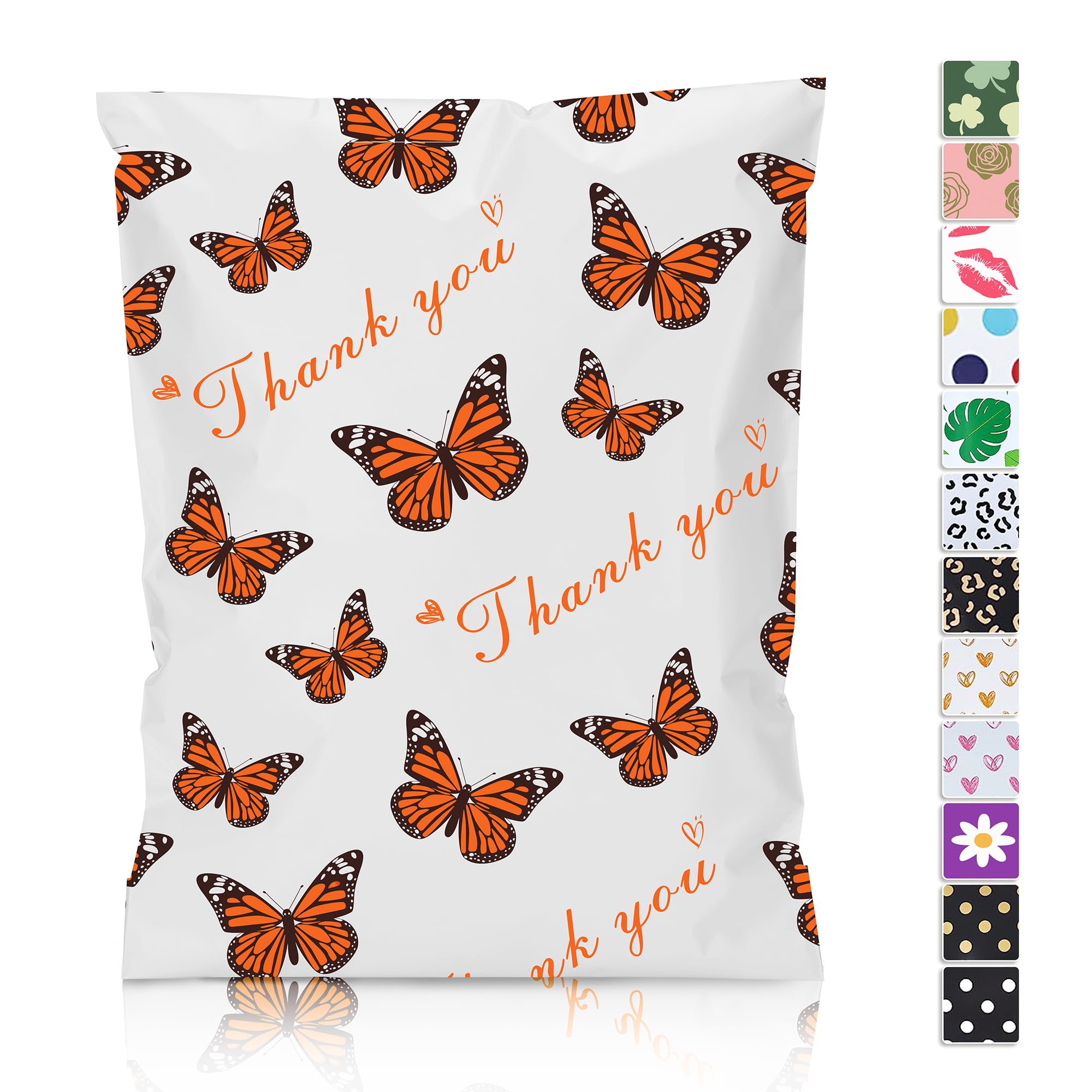 100 Pack 6x9 Thank You Poly Mailer Bags - Strong Self-Adhesive Shipping Envelopes for Small Business | Butterfly Printed Cute Packaging | Perfect for Ecommerce, Subscription Boxes & Gift Shipping