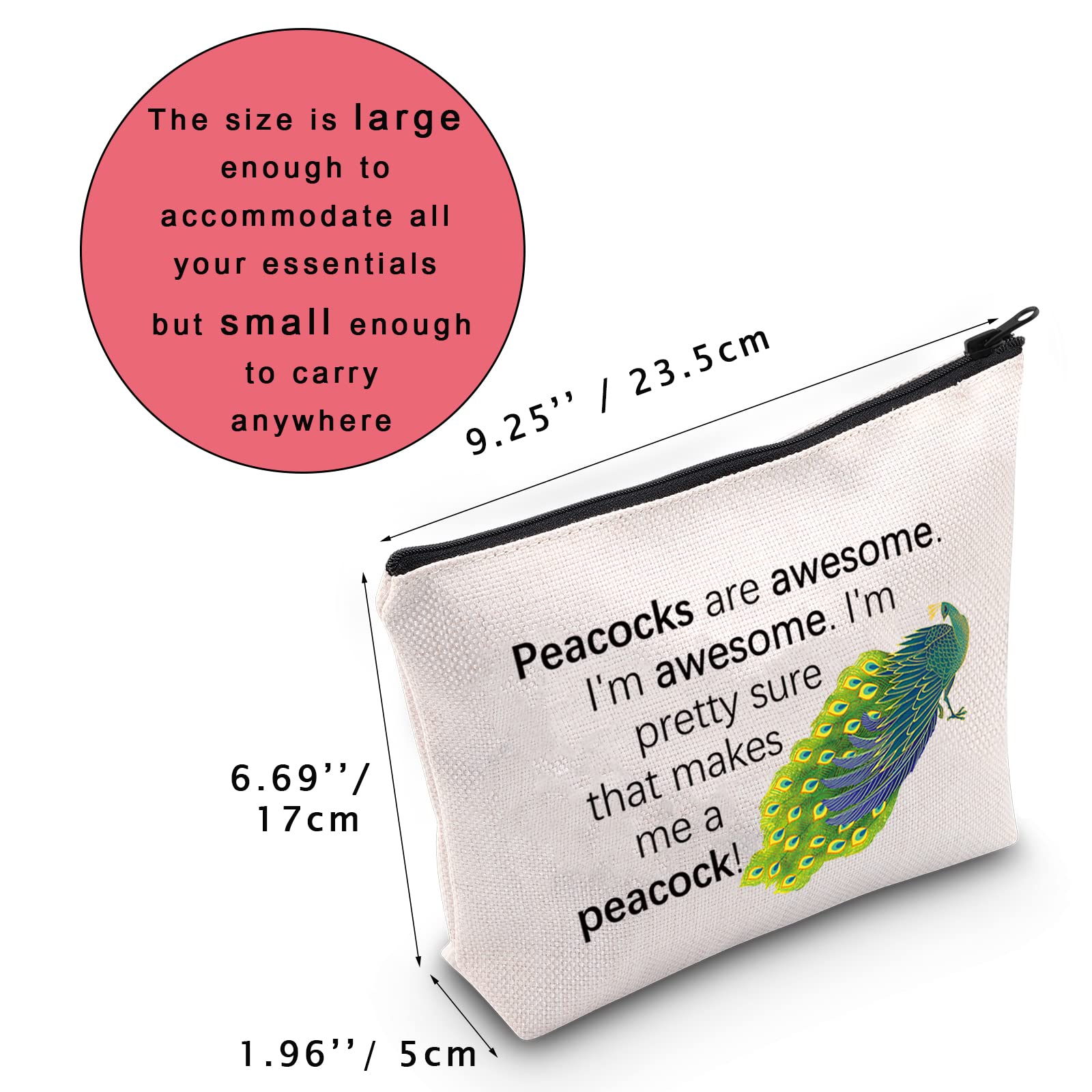 JINUP Peacock Print Cosmetic Bag - Waterproof Makeup Brush Pouch with Zipper for Travel & Storage | Perfect Gift for Peacock Lovers | Use for Cosmetics, Toiletries & Accessories Organization