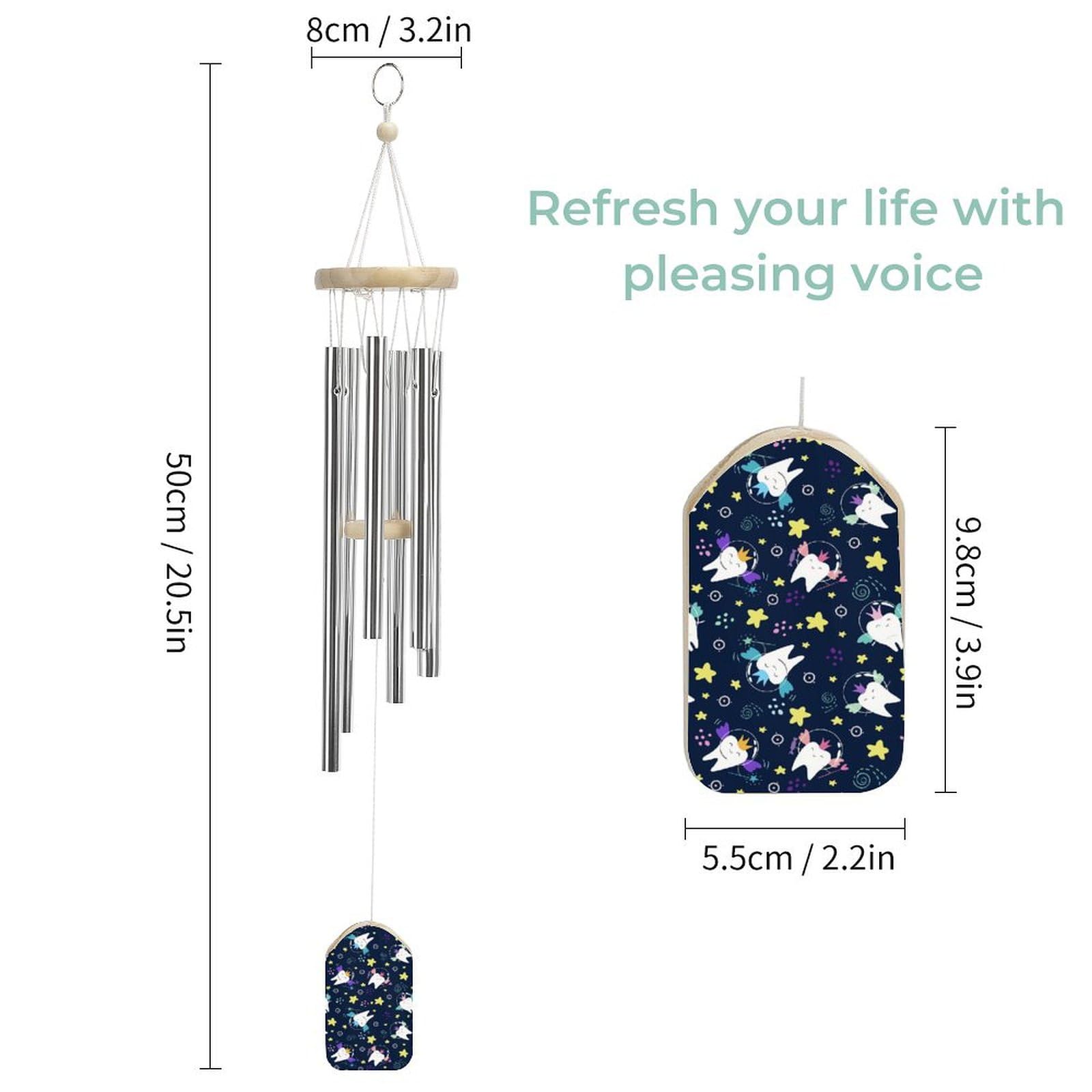 Magic Teeth with Wings Wind Chimes - Outdoor Memorial Wind Chime Gift for Mom & Dad - Patio, Garden & Yard Decor - Perfect for Relaxing in Backyard & Honoring Loved Ones