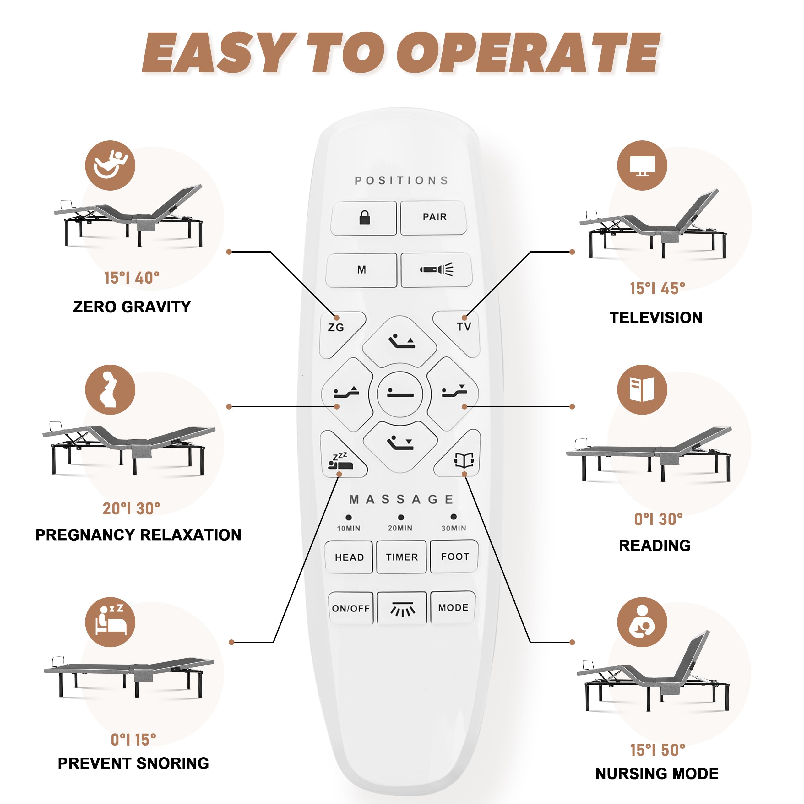 Adjustable Bed Frame Queen Size - Electric Adjustable Base with Massage & Zero Gravity Function | Wireless Remote Control, Head/Foot Incline, Dual USB Charging Ports & Underbed LED Lighting | Easy Assembly for Home, Bedroom & Guest Room Comfort