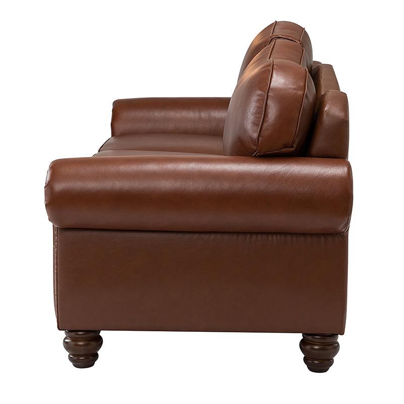 Flavio 81 Genuine Leather Sofa - Premium Full Grain Leather Couch for Living Room, Lounge & Office - Comfortable Modern Sectional Sofa with Sturdy Wood Frame