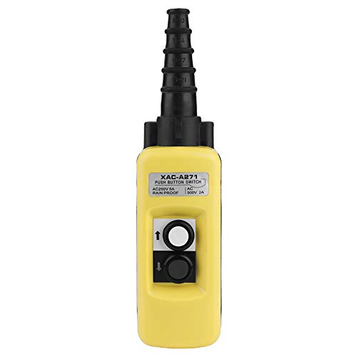 Heavy Duty Crane Hoist Control Switch - 2 Button Pendant Controller for Chain Hoist & Lifting Equipment | Industrial Crane Push Button Switch for Warehouse, Construction & Manufacturing Operations