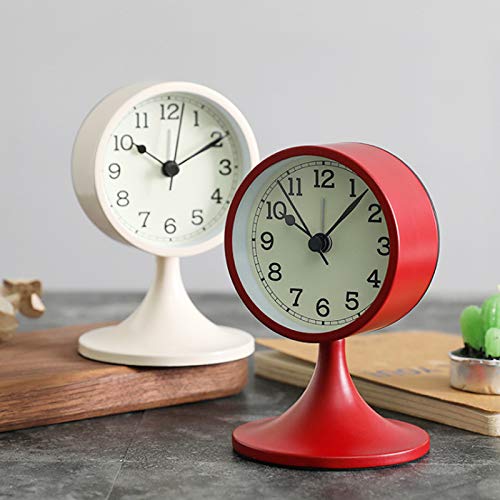 3 Inch Round Silent Non-Ticking Analog Alarm Clock - Battery Operated Quartz Desk Clock for Bedroom, Office, Dorm & Travel