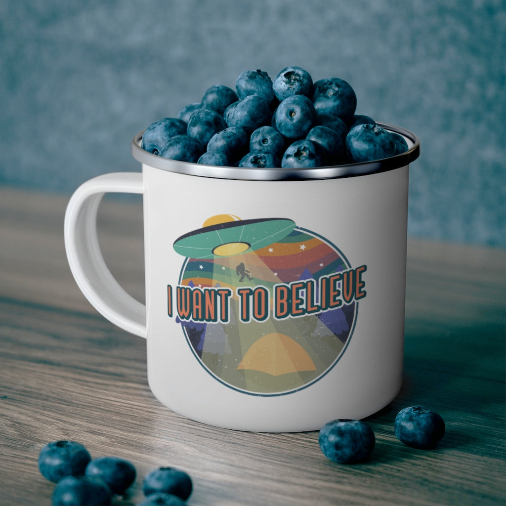 Alien 'I Want to Believe' Funny Camping Mug - Insulated Travel Coffee & Tea Cup for Outdoor Adventures, Hiking & Road Trips