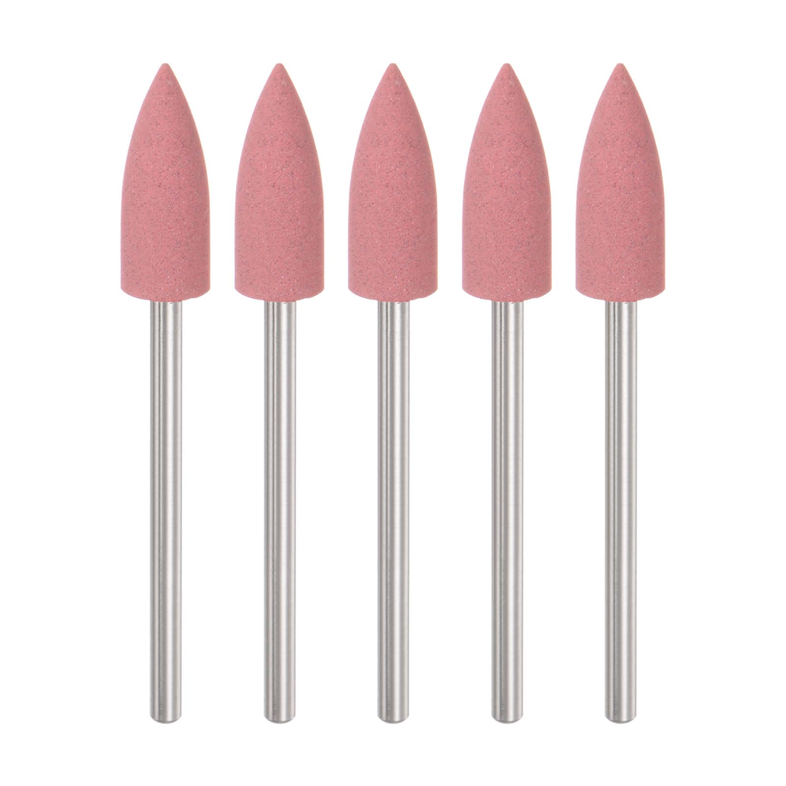 HARFINGTON 5-Piece 180 Grit Rubber Polishing Bits with 6mm Shank - Silicone Buffing Wheels for Rotary Tools & Electric Grinders - Tapered Mounted Grinding Heads for Metal, Wood & Jewelry Polishing - Perfect for DIY Crafts & Professional Metalworking