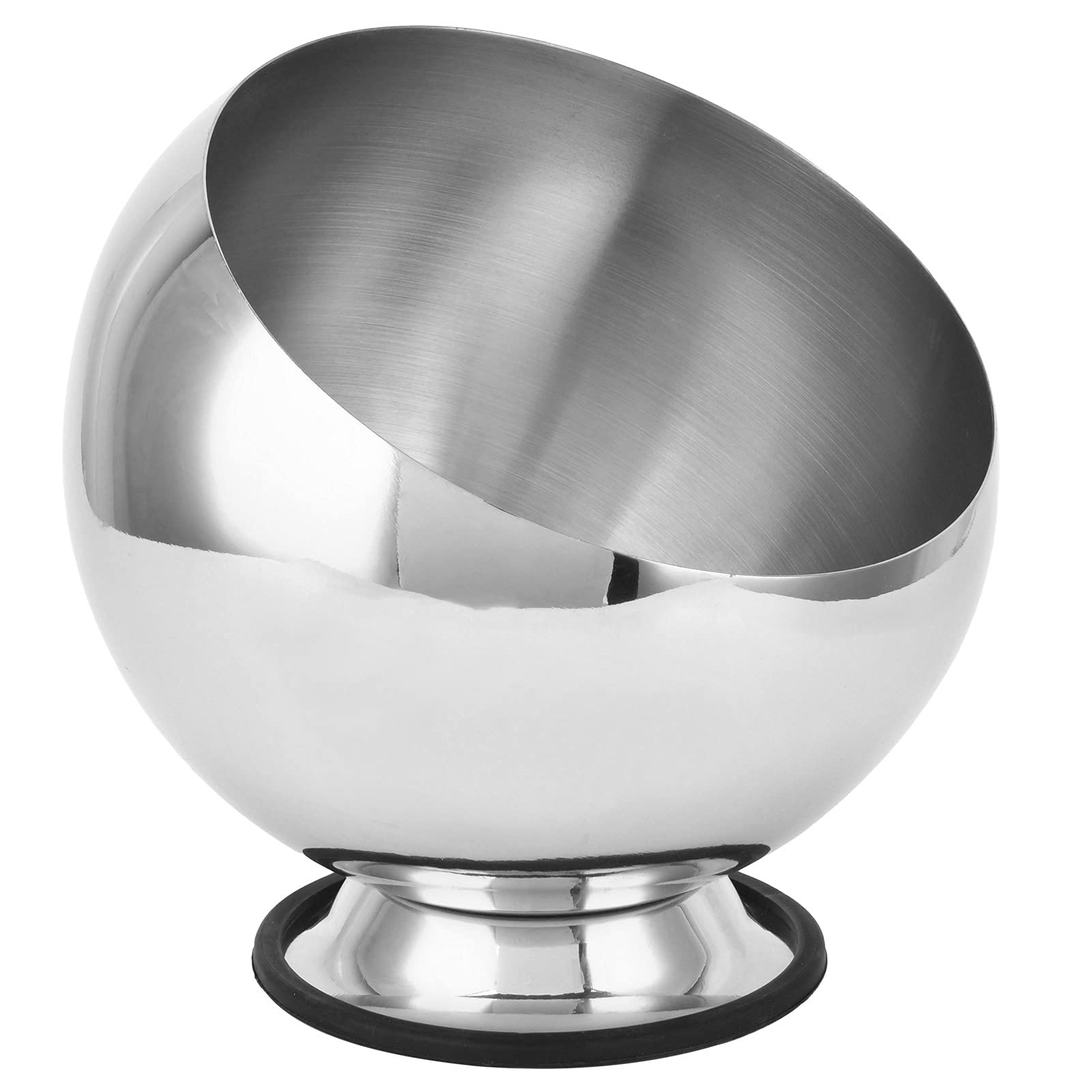 304 Stainless Steel & Silicone Oblique Bowl - Multi-Purpose Kitchen & Living Room Seasoning Bowl with Trumpet Design for Food Prep, Snack Storage & Waste Disposal