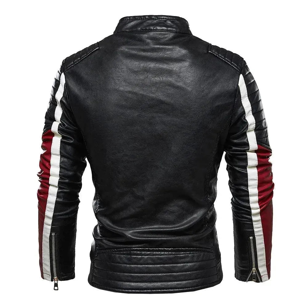 Men's Stylish PU Leather Patchwork Biker Jacket - Motorcycle Riding, Casual Outfit & Fashion Statement
