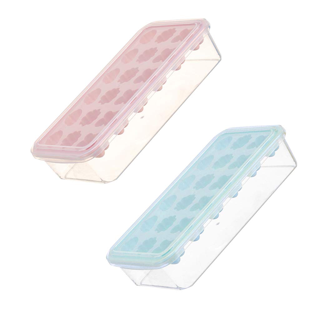 2pcs Silicone Ice Cube Trays with Lids - BPA Free, Flexible & Easy to Use - Perfect for Cocktails, Iced Coffee & Home Freezing (Blue) - Great for Parties, BBQs & Daily Beverage Chilling