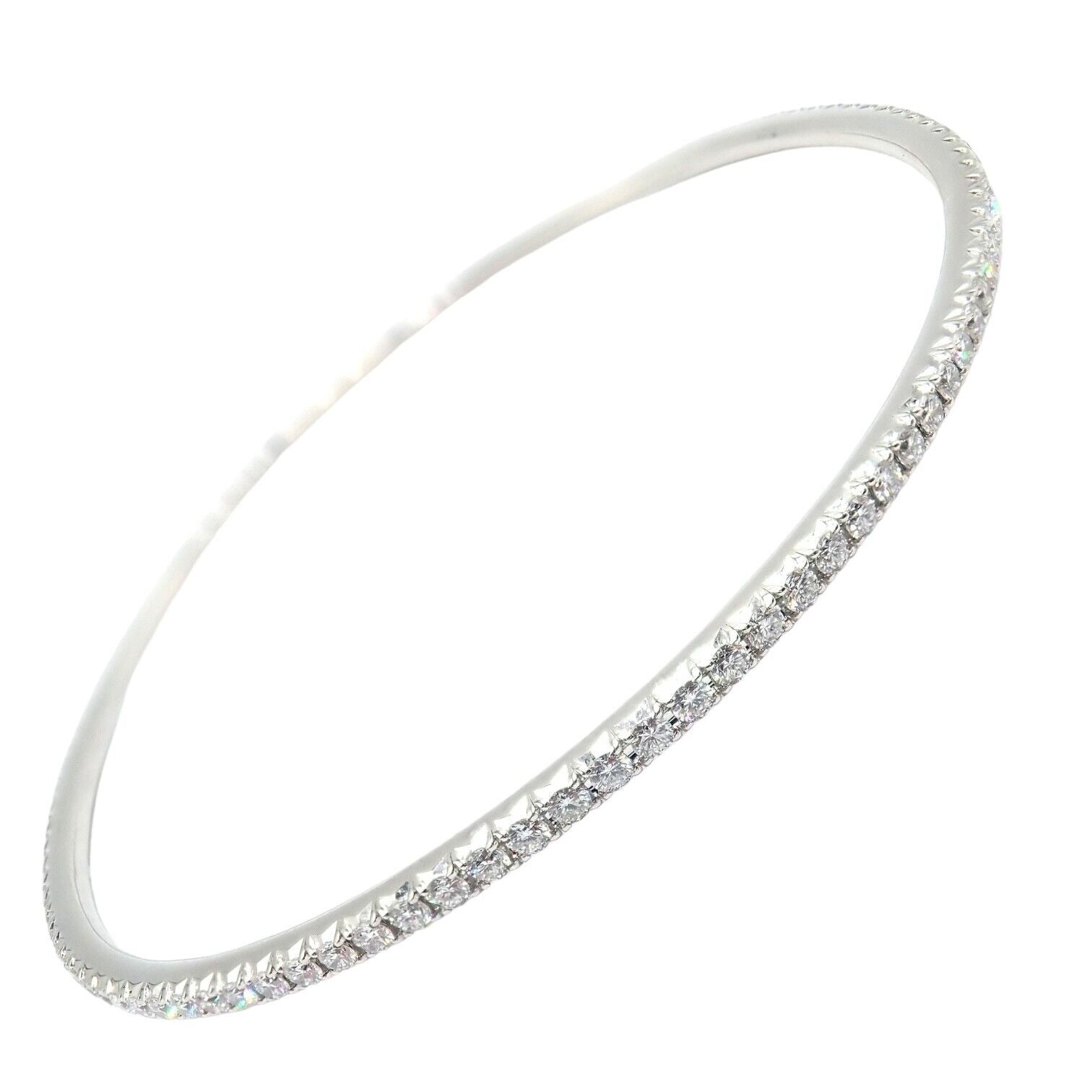 Authentic Tiffany & Co Metro 18k White Gold Diamond Bangle Bracelet - Luxury Jewelry Gift for Women, Perfect for Weddings, Anniversaries & Special Occasions